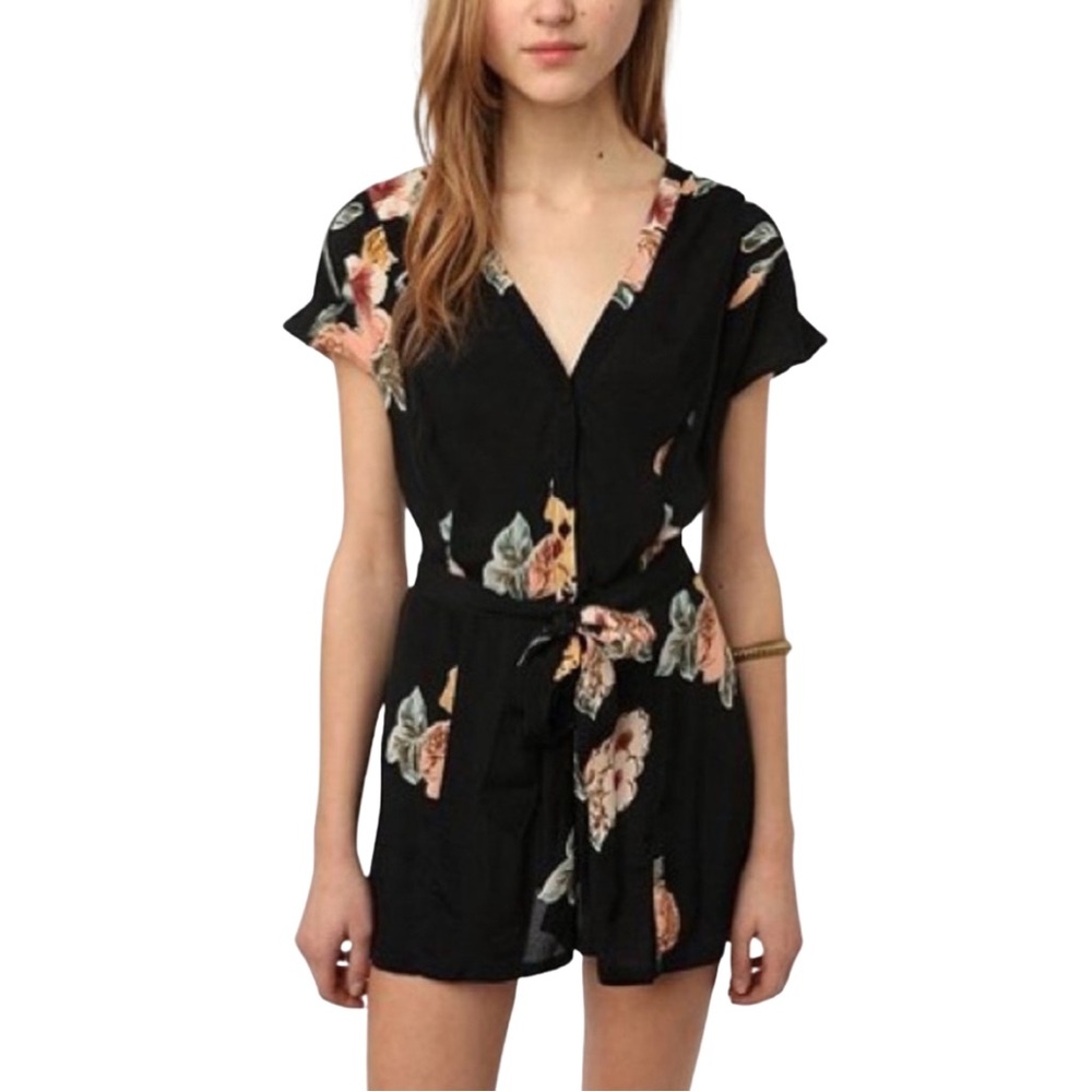 Urban Outfitters | Staring At Stars sheer black floral romper | Size 6